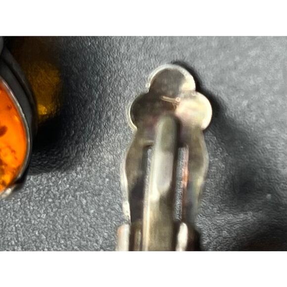 Sterling Silver 925 Prong Teardrop Shape Glowing Amber Stud Clip On Earrings - Picture 7 of 13